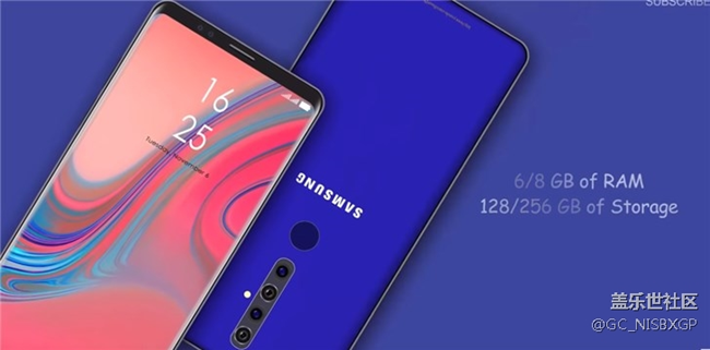 油管現(xiàn)三星J8s（2019）渲染圖：居中四攝，支持5G