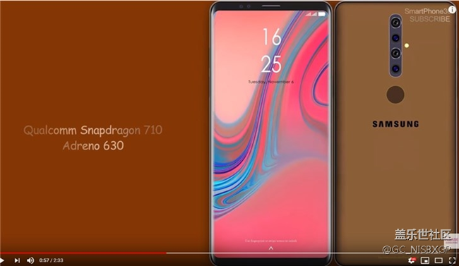油管現(xiàn)三星J8s（2019）渲染圖：居中四攝，支持5G
