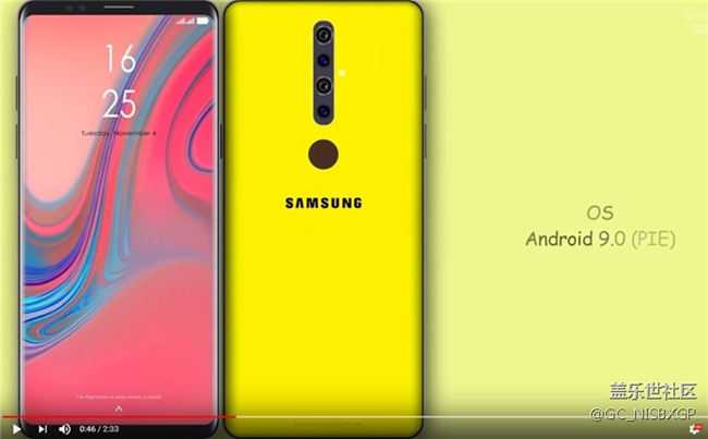 油管現(xiàn)三星J8s（2019）渲染圖：居中四攝，支持5G