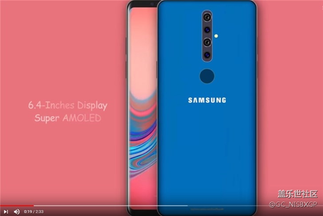 油管現(xiàn)三星J8s（2019）渲染圖：居中四攝，支持5G