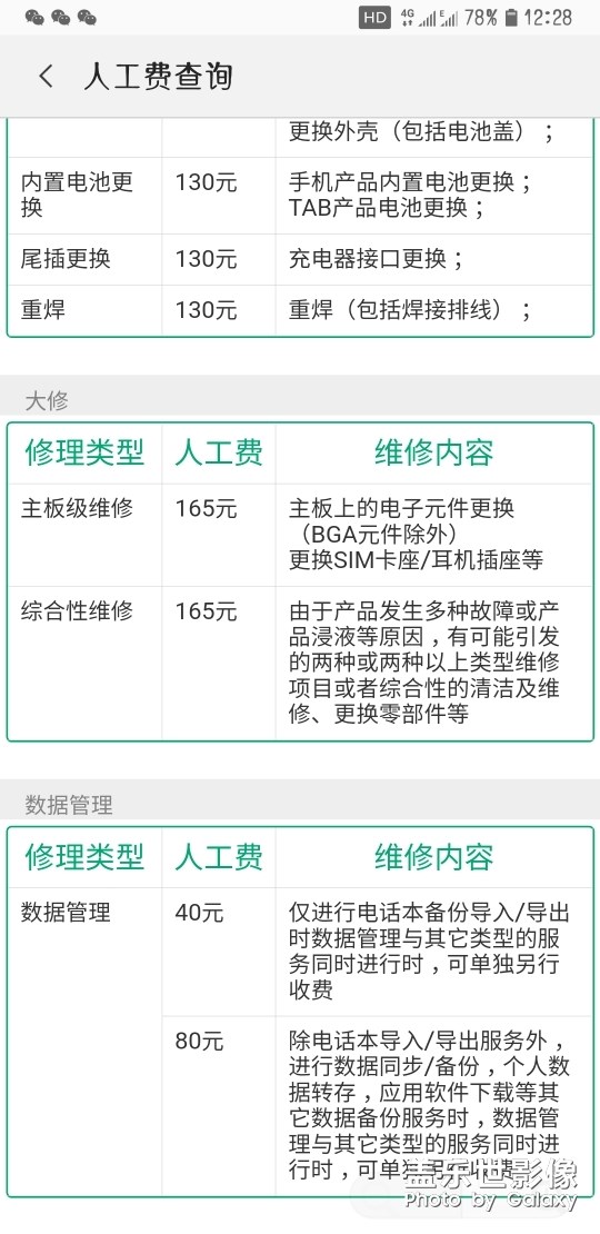 官方的售后價格